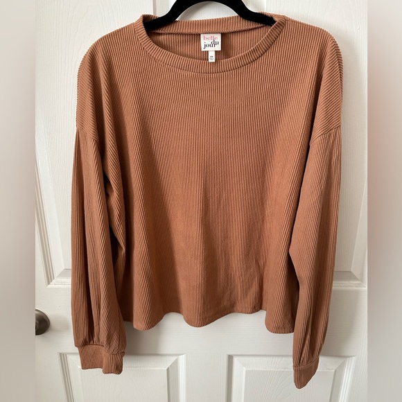 Belle Du Jour Tops - Plus Size Cropped Long sleeve Tee. Corduroy